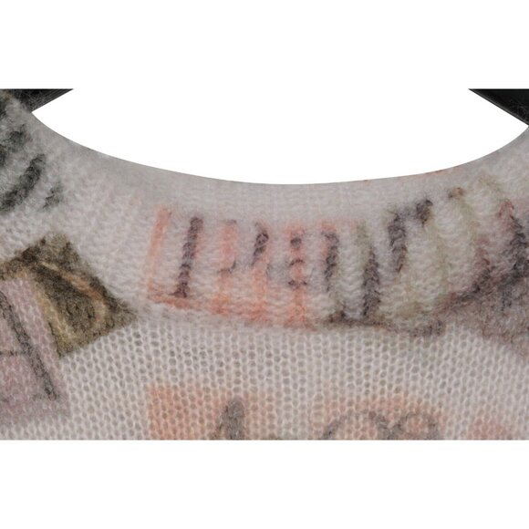 Palm Angels Mens Ransom Note All OVer Logo Sweater Pullover Medium Gray Mohair - Picture 4 of 9